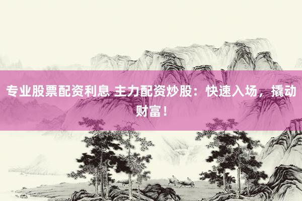 专业股票配资利息 主力配资炒股：快速入场，撬动财富！