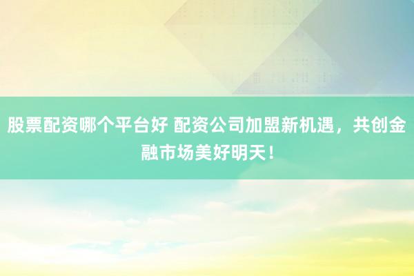 股票配资哪个平台好 配资公司加盟新机遇，共创金融市场美好明天！