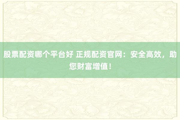 股票配资哪个平台好 正规配资官网：安全高效，助您财富增值！