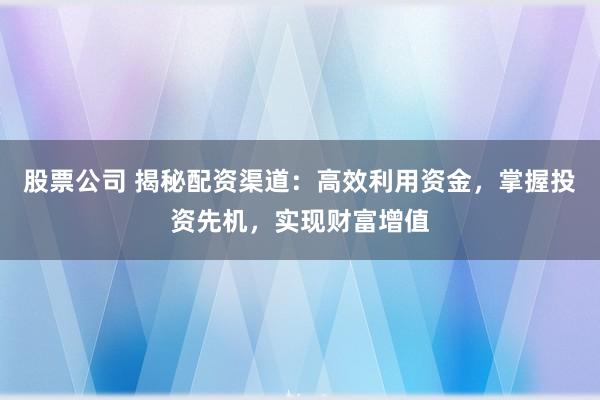股票公司 揭秘配资渠道：高效利用资金，掌握投资先机，实现财富增值