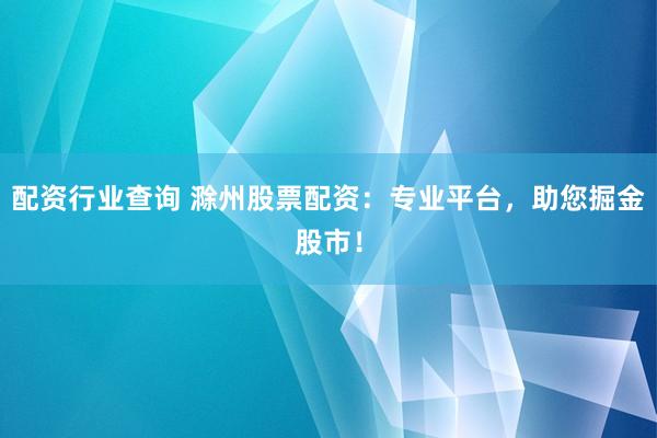 配资行业查询 滁州股票配资：专业平台，助您掘金股市！