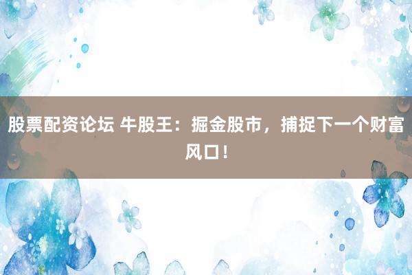 股票配资论坛 牛股王：掘金股市，捕捉下一个财富风口！