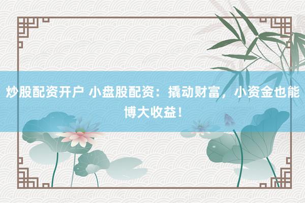 炒股配资开户 小盘股配资：撬动财富，小资金也能博大收益！
