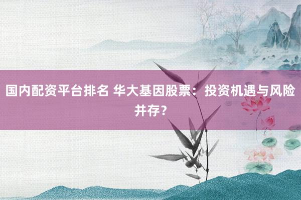 国内配资平台排名 华大基因股票：投资机遇与风险并存？