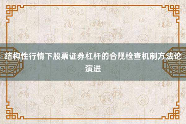 结构性行情下股票证券杠杆的合规检查机制方法论演进