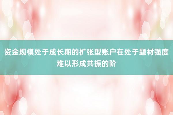 资金规模处于成长期的扩张型账户在处于题材强度难以形成共振的阶