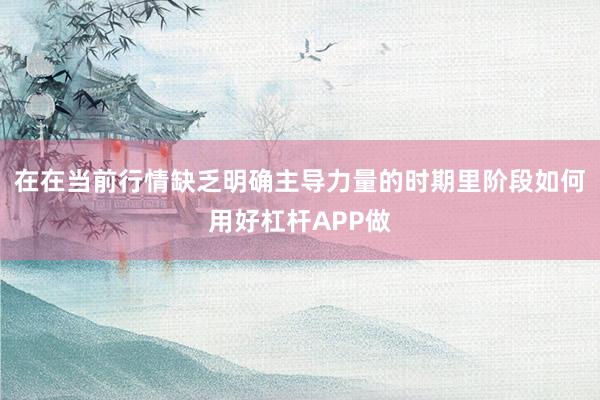 在在当前行情缺乏明确主导力量的时期里阶段如何用好杠杆APP做