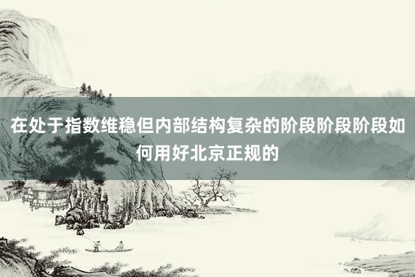 在处于指数维稳但内部结构复杂的阶段阶段阶段如何用好北京正规的